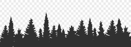 Forest silhouette. Coniferous spruce panorama. Vector illustration. Seamless pine forestのイラスト素材