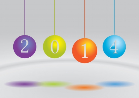 Cute and colorful card for the new year 2014のイラスト素材