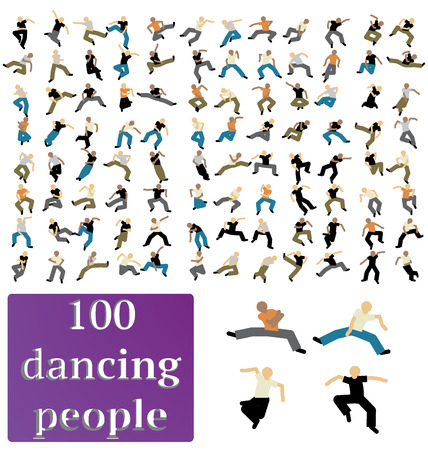Set of one hundred men dancingのイラスト素材