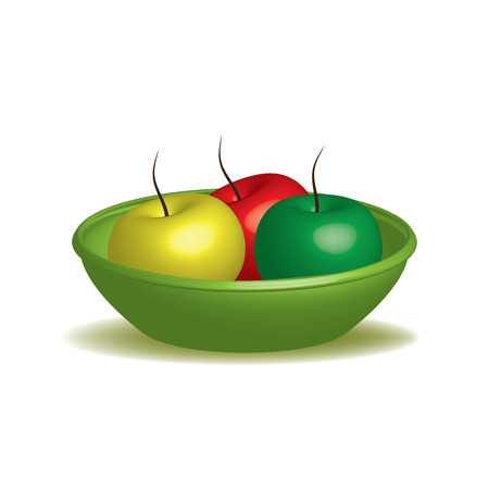 illustration in 3d apple in a tray on a table colorのイラスト素材
