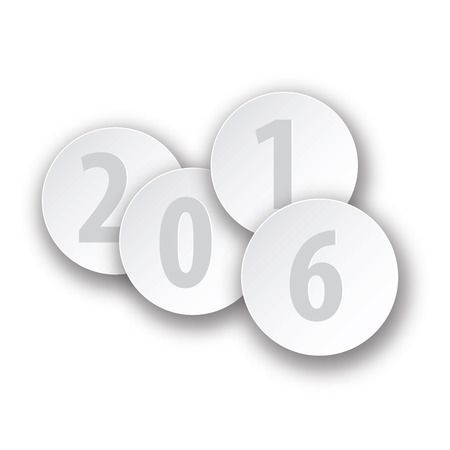 2016 New Year sign on gray background. Vector paper illustration.