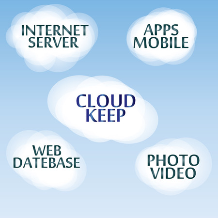 Vector flat concept of safe cloud computing. Cloud service - vector illustrationのイラスト素材