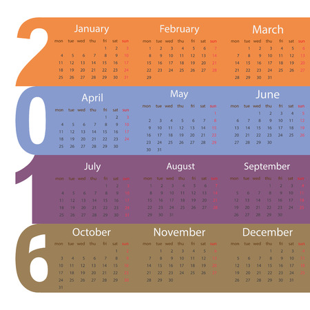 2016 elegant squared calendar. With USA festive days. File easy to edit and apply. Year 2016 calendar. Calendar 2016のイラスト素材