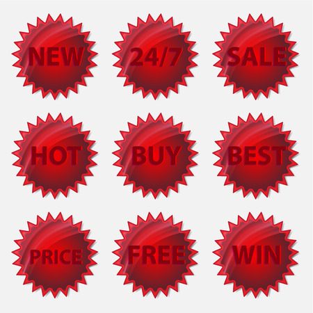 Vector hologram labels set. Price and sale, deal and offer, special tag or badge, business promotion. Vector illustrationのイラスト素材