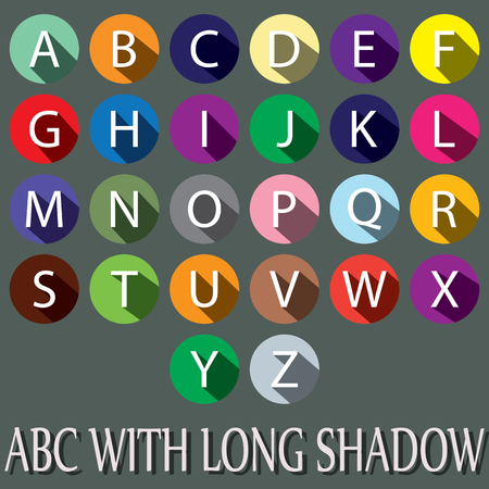 Colofru Flat icons alphabet with long shadowsのイラスト素材