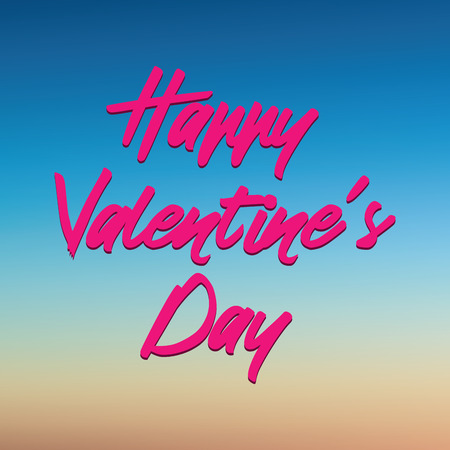 Happy Valentine's day typography lettering greeting card. Valentines day text on vibrant gradient background. All lovers day. Vector illustration.のイラスト素材