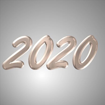 New Year 2020 greeting card. 2020 golden New Year sign on dark background. Illustration of happy new...