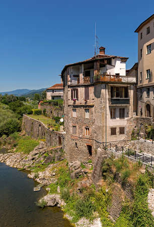 Old town of Castelnuovo di Garfagnana, Tuscany Region in Italyの写真素材