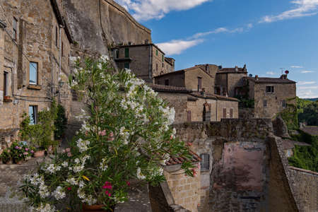 Old town of Sorano at the Tuscany Region in Italyの写真素材