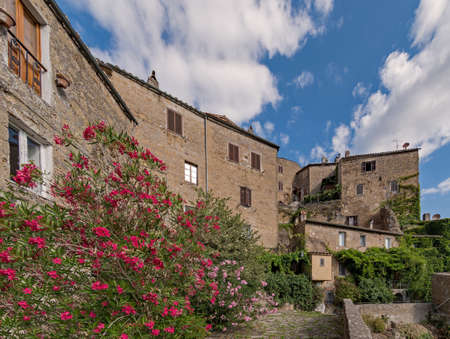 Old town of Sorano at the Tuscany Region in Italyの写真素材