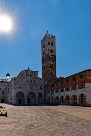 The San Martino Cathedral at Lucca, Tuscany Region in Italyの写真素材