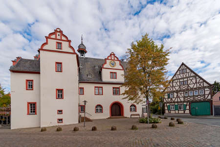 Old town hall of Pfungstadt in Hesse, Germanyの写真素材