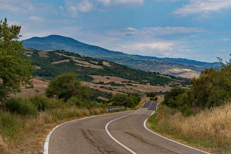 Street at the Tuscany Mountains in Italyの写真素材