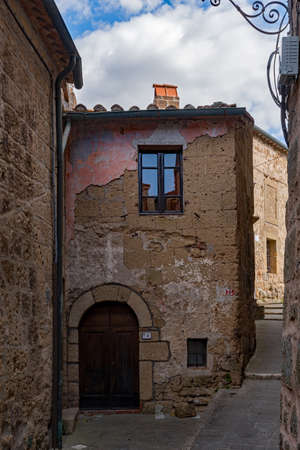 Old town of Sorano at the Tuscany Region in Italyの写真素材
