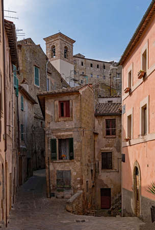 Old town of Sorano at the Tuscany Region in Italyの写真素材