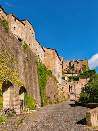 Old town of Sorano at the Tuscany Region in Italyの写真素材