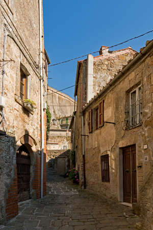 Old town of Sorano at the Tuscany Region in Italyの写真素材