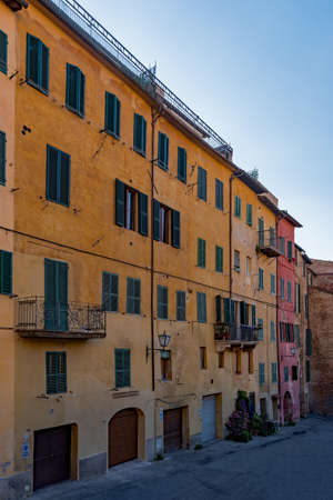 The Piazza del Mercato at Siena, Tuscany Region in Italyの写真素材