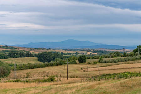 Landscape of the Tuscany near Siena in Italyの写真素材