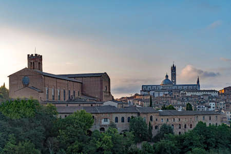 View over the old town of Siena at the Tuscany Region in Italyの写真素材