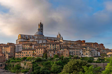 View over the old town of Siena at the Tuscany Region in Italyの写真素材