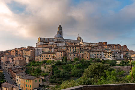 View over the old town of Siena at the Tuscany Region in Italyの写真素材