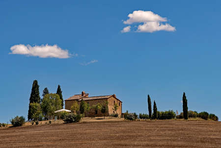 Landscape of the Val d'Orcia at the Tuscany Region in Italyの写真素材