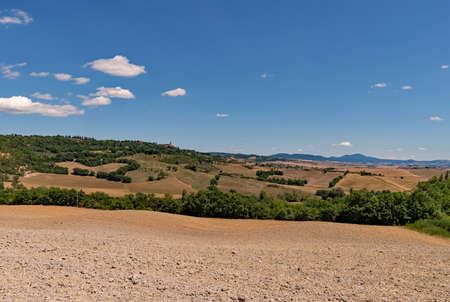 Landscape of the Val d'Orcia at the Tuscany Region in Italyの写真素材