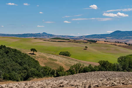 Landscape of the Val d'Orcia at the Tuscany Region in Italyの写真素材