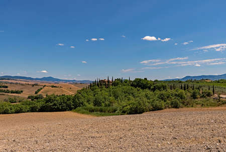 Landscape of the Val d'Orcia at the Tuscany Region in Italyの写真素材