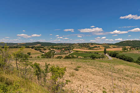 Landscape of the Val d'Orcia at the Tuscany Region in Italyの写真素材