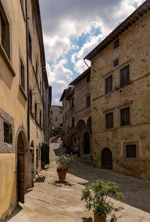 The beautiful old town of Anghiari at the Tuscany Region in Italyの写真素材