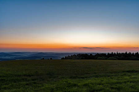 Sunrise over the Wasserkuppe at Hesse in Germanyの写真素材