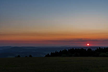 Sunrise over the Wasserkuppe at Hesse in Germanyの写真素材