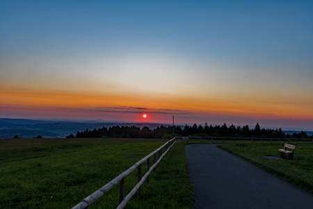 Sunrise over the Wasserkuppe at Hesse in Germanyの写真素材