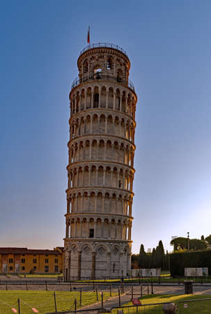 The leaning tower of Pisa at the Piazza Miracoli, Tuscany Region, Italyの写真素材