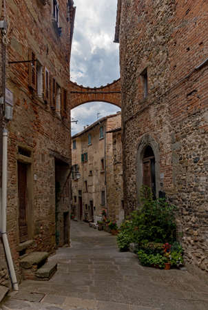 Old town of Anghiari at the Tuscany Region in Italyの写真素材