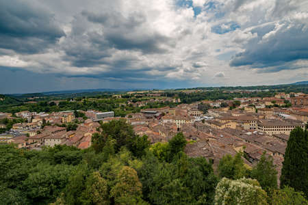 View over the town of Colle di Val d'Elsa at the Tuscany Region in Italyの写真素材