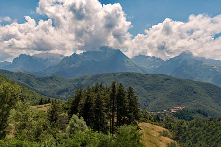 Landscape of the North of the Tuscany Region near Casone Carpinelli in Italyの写真素材