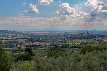View over Castiglion Fiorentino at the Tuscany Region in Italyの写真素材
