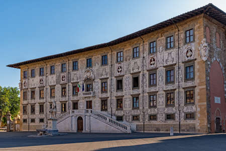 Old buildings at the Piazza dei Cavalieri at Pisa, Tuscany Region in Italyの写真素材
