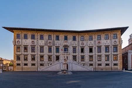 Old buildings at the Piazza dei Cavalieri at Pisa, Tuscany Region in Italyの写真素材