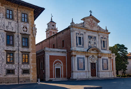 Old buildings at the Piazza dei Cavalieri at Pisa, Tuscany Region in Italyの写真素材