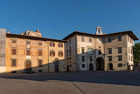 Old buildings at the Piazza dei Cavalieri at Pisa, Tuscany Region in Italyの写真素材