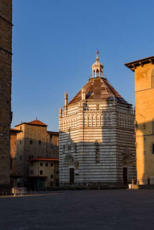 Baptistery at the Piazza del Duomo at Pistoia, Tuscany Region in Italyの写真素材