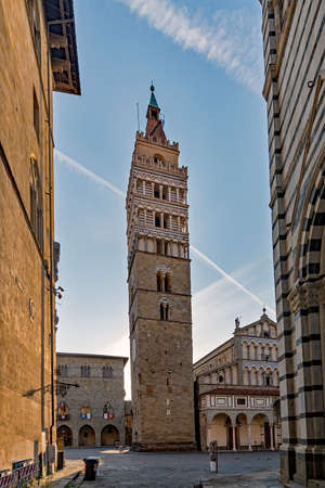 Tower of the cathedral at Pistoia, Tuscany Region in Italyの写真素材