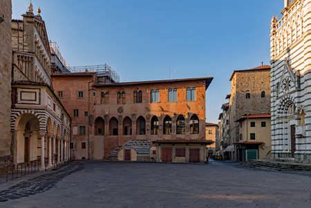 Old building at the Piazza del Duomo at Pistoia, Tuscany Region in Italyの写真素材