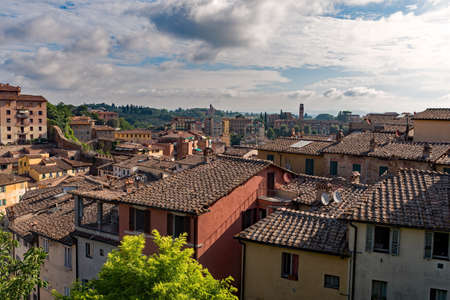 At the old town of Siena at the Tuscany Region in Italyの写真素材