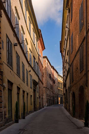 The old town of Siena at the Tuscany Region in Italyの写真素材