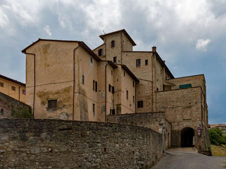 View over the town of Colle di Val d'Elsa at the Tuscany Region in Italyの写真素材